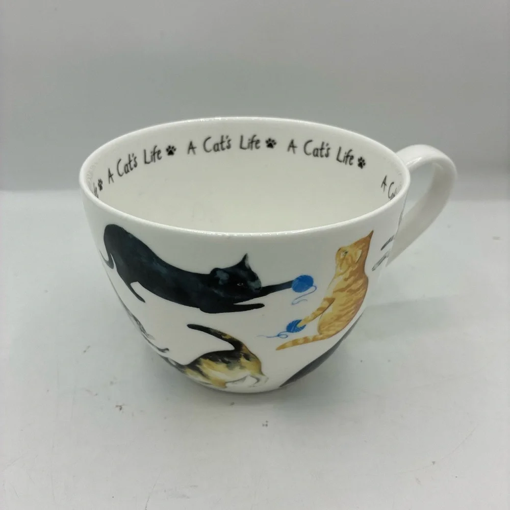 Cat Ceramic Mug - Black, White, Tan Cat lovers
